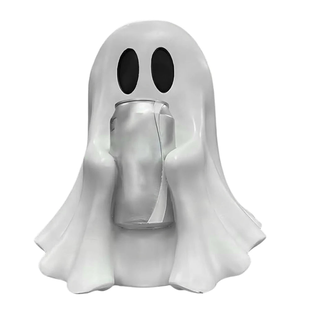 Halloween Ghost Can Holder Cute Resin Ghost Drink Holder Stand Funny Party Accessory Halloween Decor Props Spooky Party Supplies