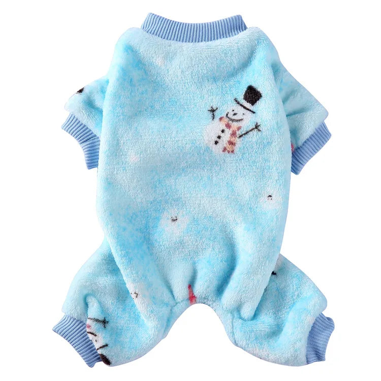 Pet Clothes Four-legged Christmas Dog Coats Costume Fleece Snowflake Cake Elk Autumn and Winter Dog Jackets Halloween Clothes