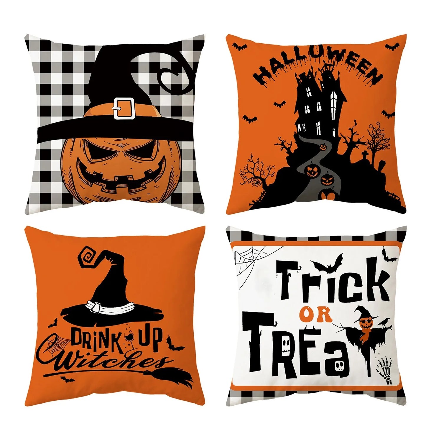 4PCS Halloween Decor Pillow Case Pillow Cover Funny Pumpkin Ghosts Print Cushion Cover Home Decorations Holiday Gifts 2024