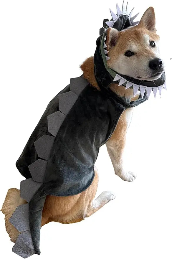 CheetahBoo Dinosaur Dog Costume Stegosaurus Dino Headpiece Cape Dogs XS XXL Cosplay Outfit Halloween Costumes, S
