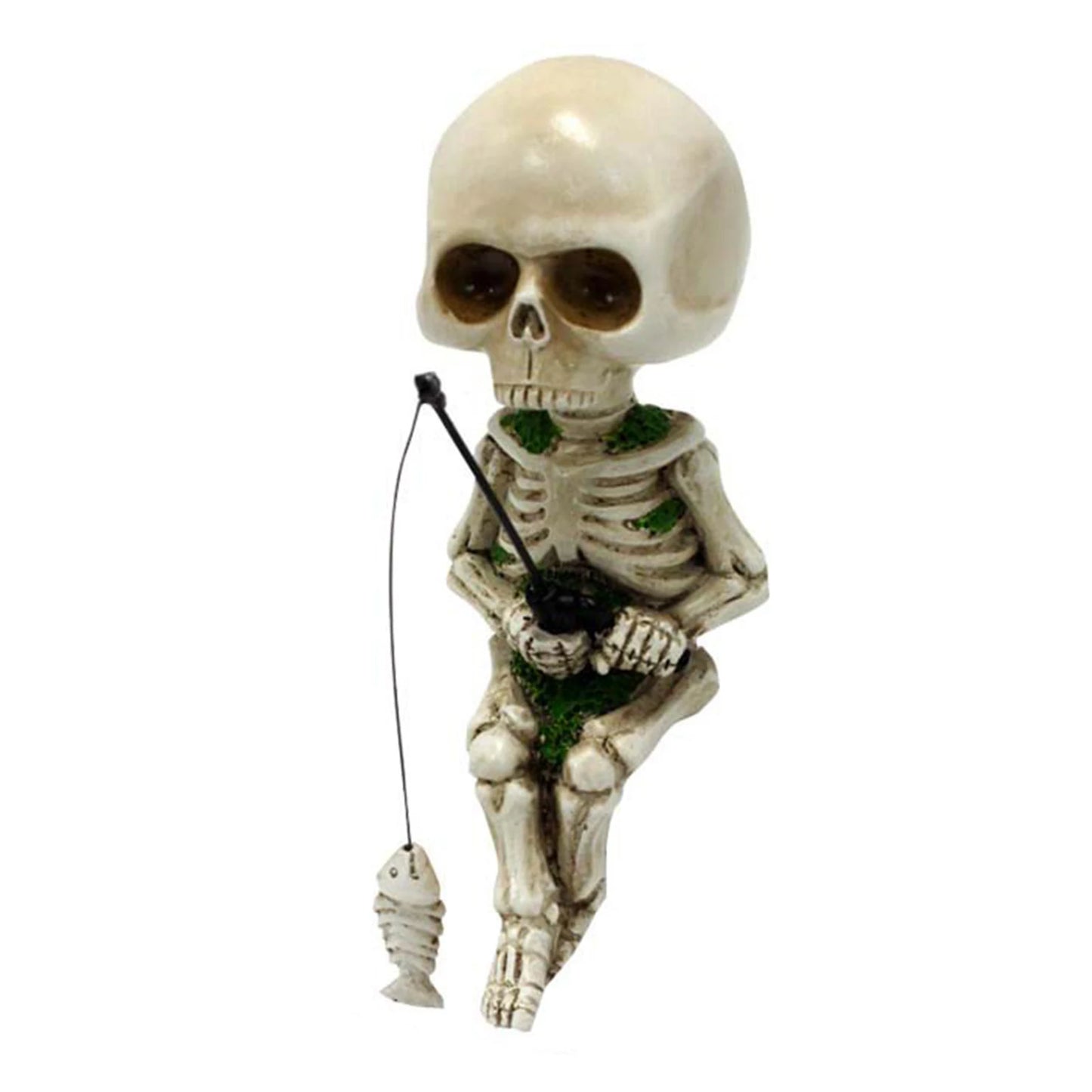 Halloween Skeleton Fishing Figurine Resin Crafts for Home Garden Decor Ghost Festival Indoor Outdoor Ornament