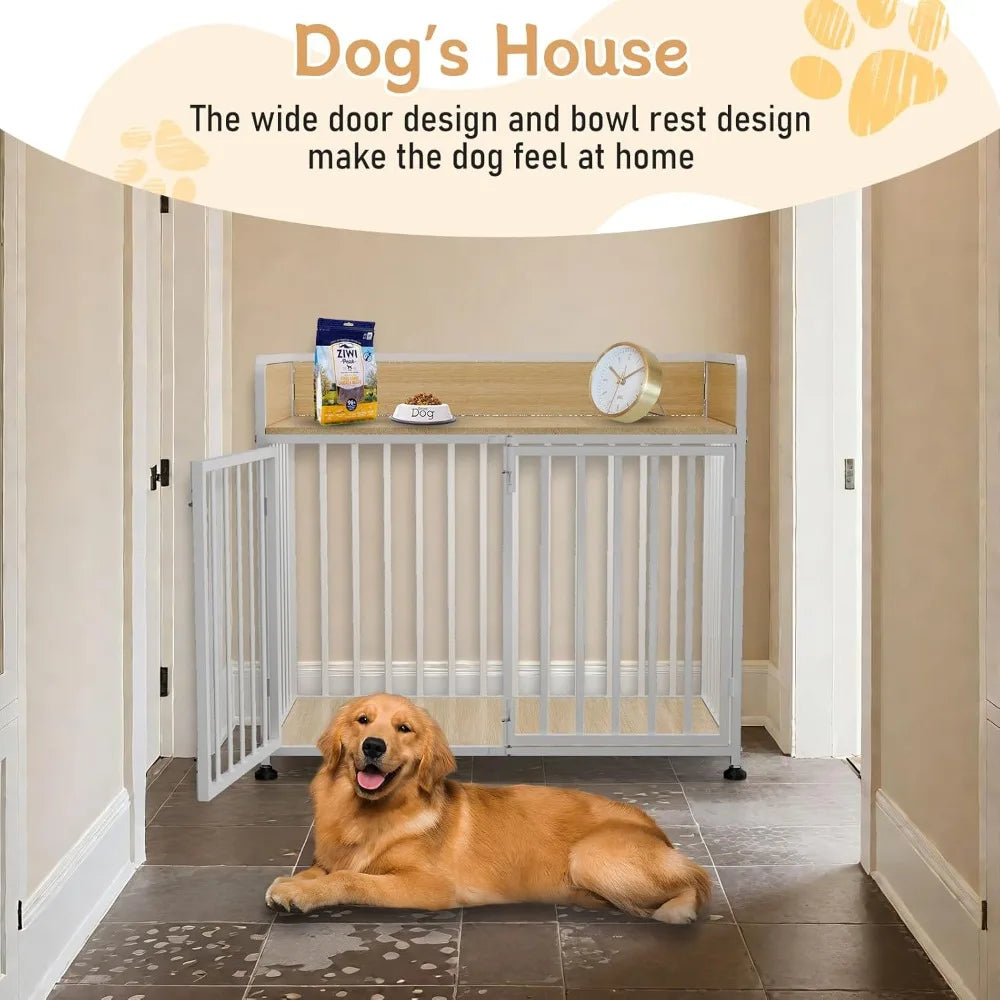 42inch Dog Crate Furniture, Medium Dog Kennel Indoor, Wooden-Metal Dog Cage, End Table , 42" L X 24" W X 36" H