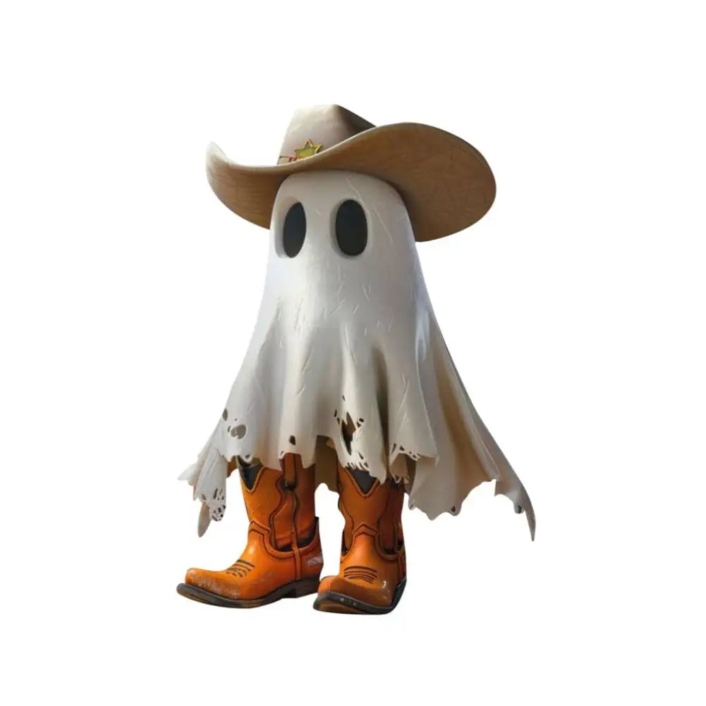 Halloween Ghost Ornaments Ghost Cowboy with Boots Ghost Sculpture Statue Outdoor Statue for Tabletop Halloween Decor Ghost Decor