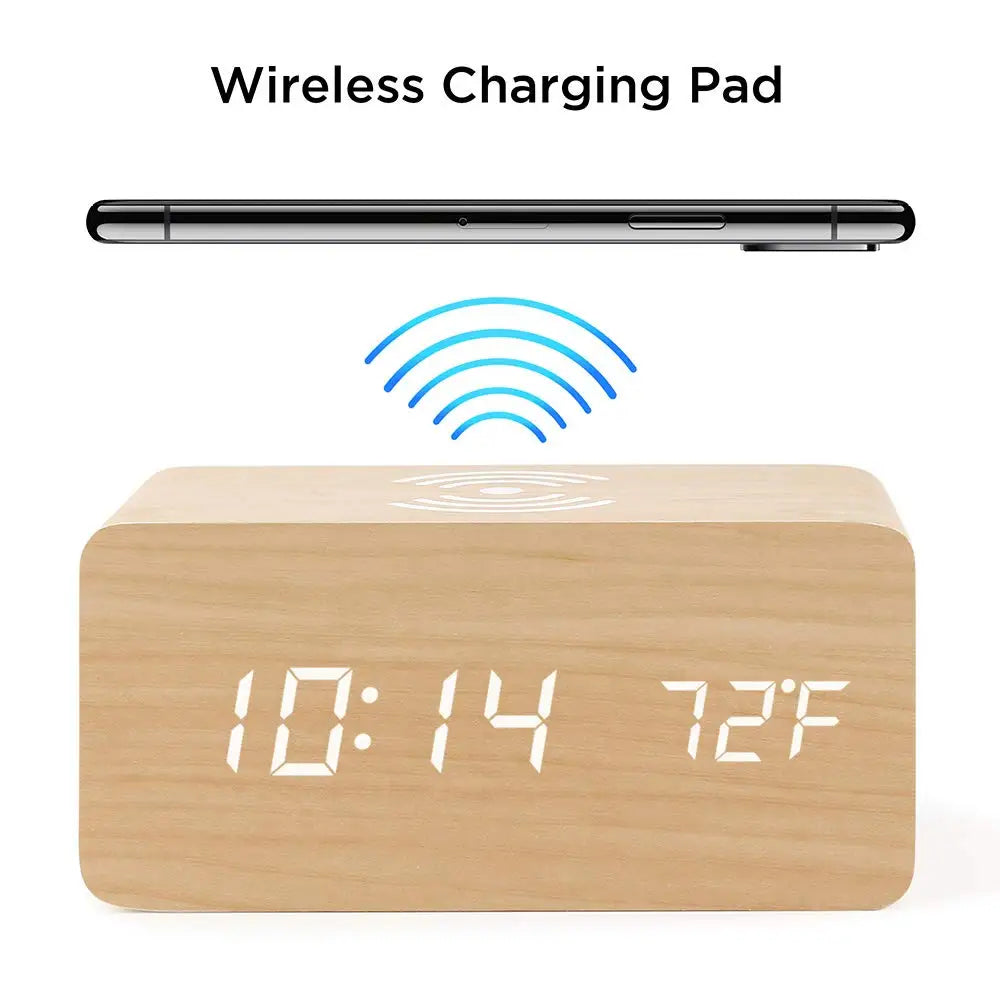 Multifunctional LED Digital Alarm Clock Desktop Charging Clock 12/24H Display Unique Home Decoration Bedroom Living Room Office