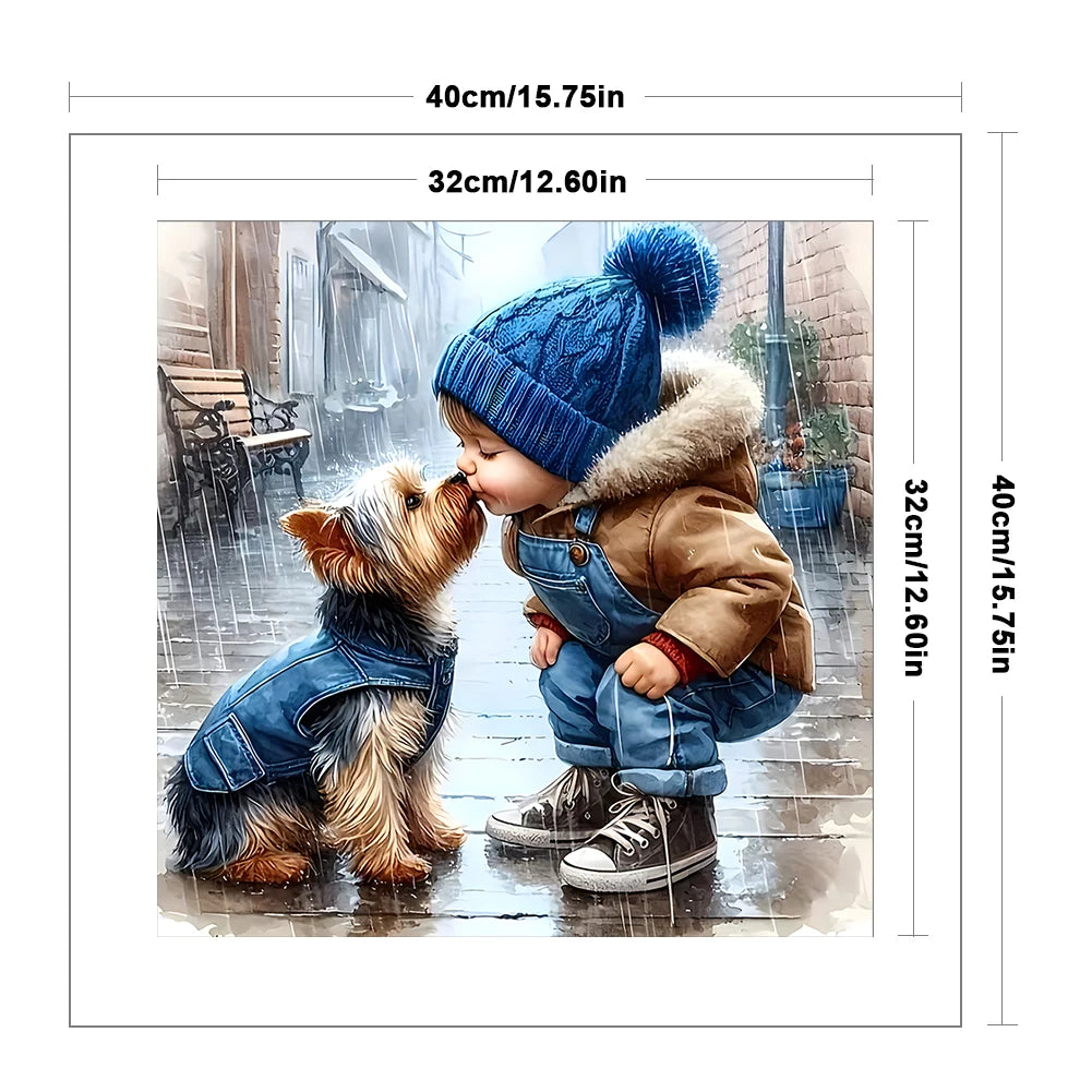 Full Embroidery Eco-cotton Thread 11CT Printed Boy Cross Stitch Kit Art 40x40cm