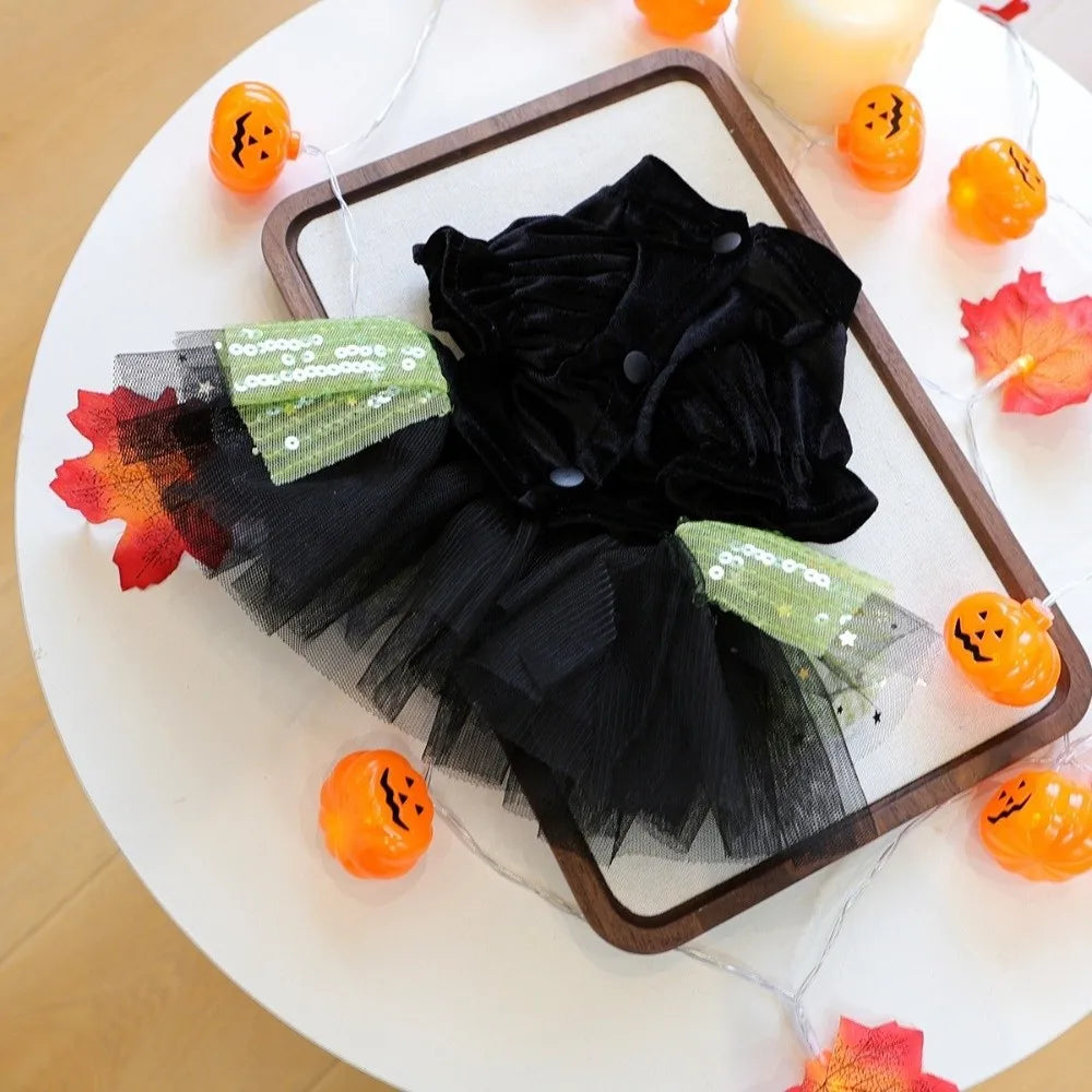 Puppy Costumes Two Legged Dog Halloween Dress Soft Comfortable Dog Pullover Black Dog Lace Skirt Cosplay Party