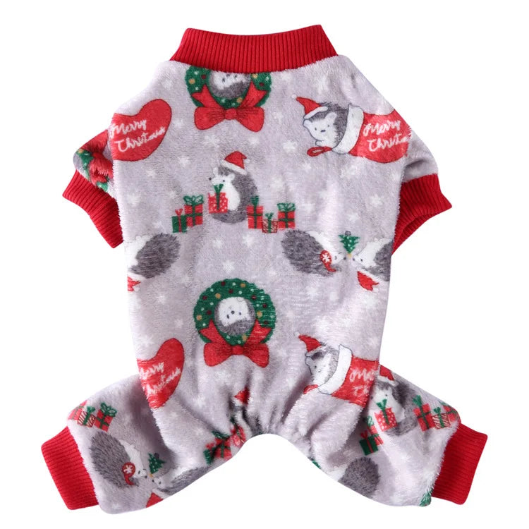 Pet Clothes Four-legged Christmas Dog Coats Costume Fleece Snowflake Cake Elk Autumn and Winter Dog Jackets Halloween Clothes