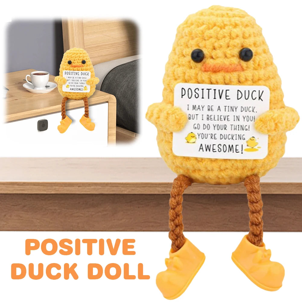 Cute Handwoven Positive Energy Duck Ornaments Handmade Crochet Support Emotional Pickles Cucumber Home Room Decor Birthday Gift