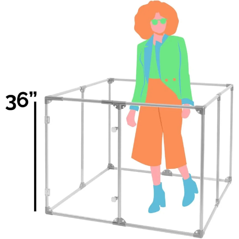 36" Tall Medium Lucidium Pet Pen, Silver