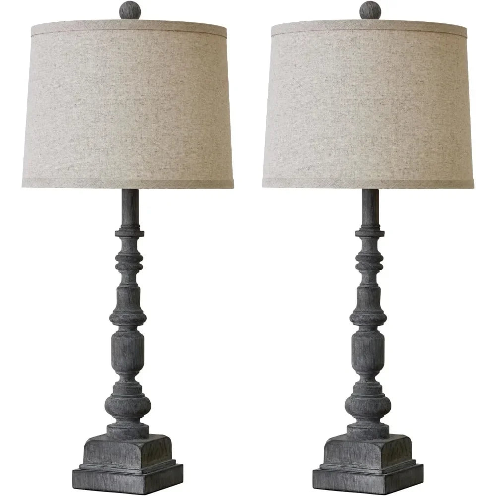 Customizable-Oneach 27.75" Vintage Farmhouse USB A+C Table Lamps Set Of 2 For Living Room Traditional Bedside Lamps For Bedroom