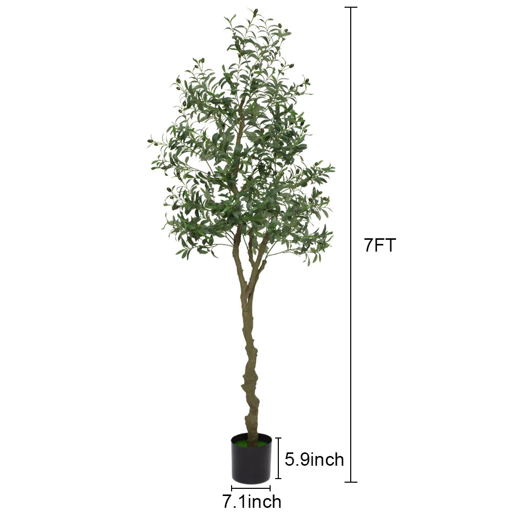 6ft 7ft Artificial Olive Tree Ornaments Fake Potted Olive Tree For Modern Home Office Living Room Floor Decor