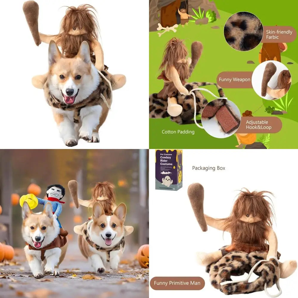 DELIFUR Dog Halloween Costume Funny Dog Cowboy Riding Costume Pet Costume Cat Suit Cowboy Rider Style for Small Medium Large Dog