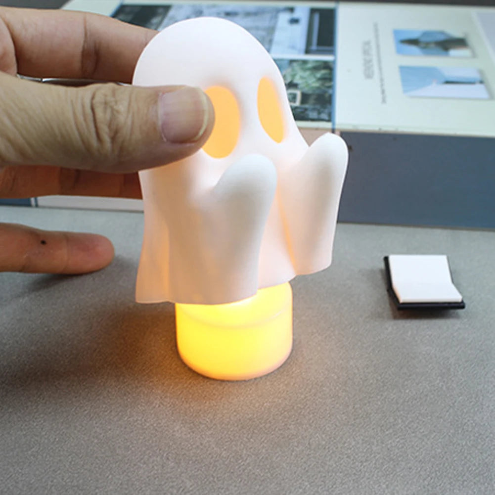 3D LED Ghost Night Light Halloween Ornament Figurine Small Table Lamp For Indoor Halloween Decorations Cute Cartoon Kid Gifts