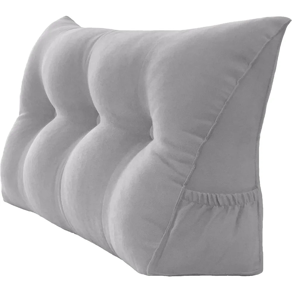 Triangular Reading Bed Rest Pillow Large Bolster Cushion Headboard Backrest Wedge Pillow with Removable Cover and Two Large Side