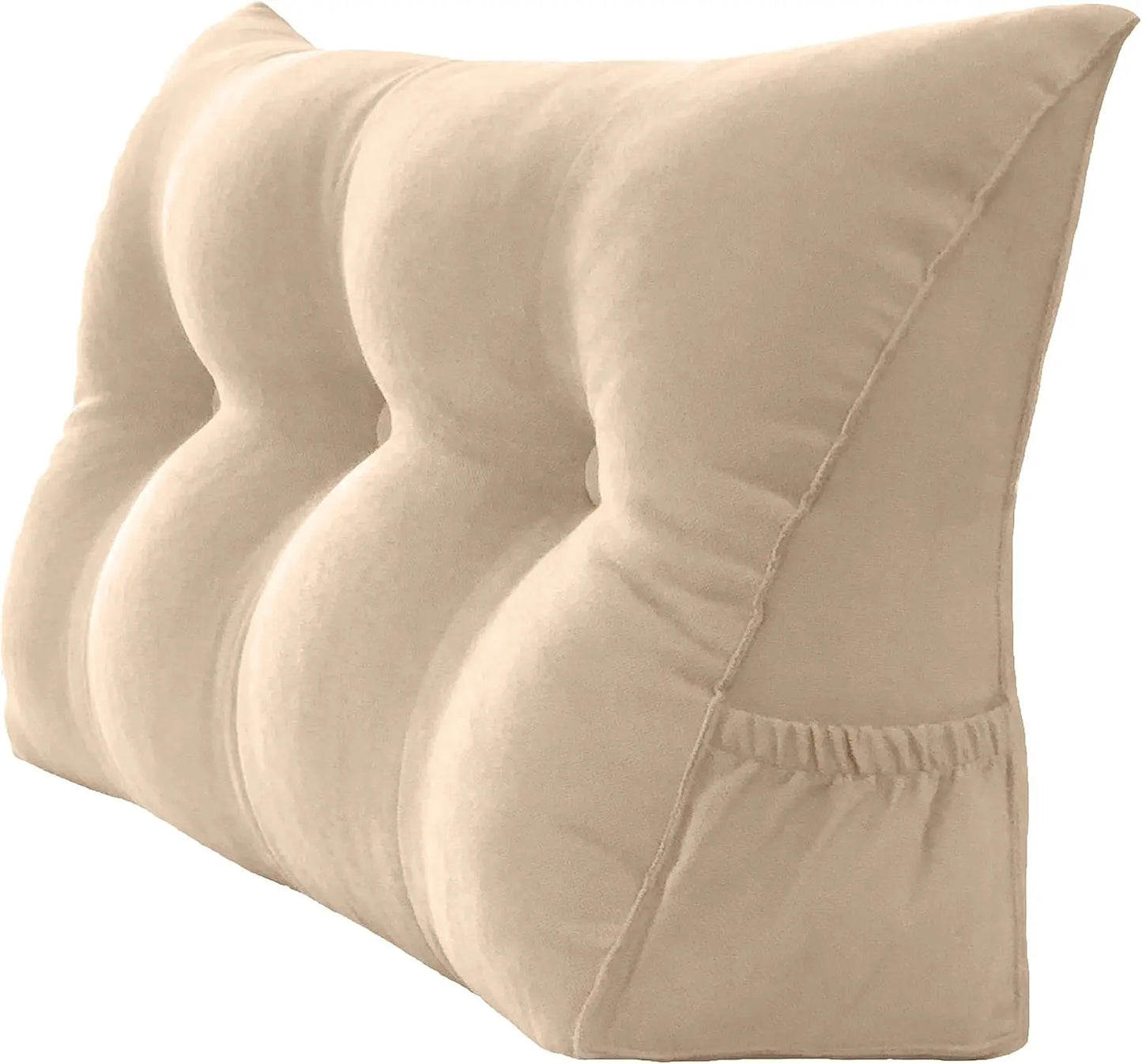 Triangular Reading Bed Rest Pillow Large Bolster Cushion Headboard Backrest Wedge Pillow with Removable Cover and Two Large Side