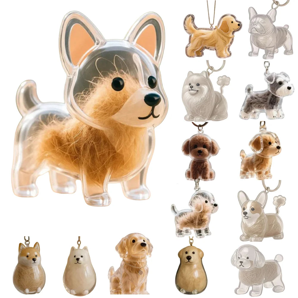 Dog Hair Collector Keychain Wear Resist Pet Hair Collector Transparent Bottle Charm Portable Pet Memory Capsule