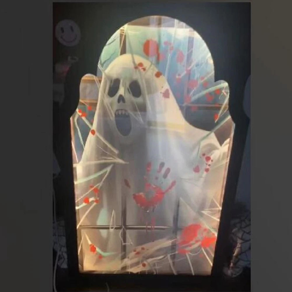 Halloween Ghost Mirror Night Light Cute Halloween Home Accessories Spooky Halloween Hologram Ghost Hallowmas Decor 35/50cm