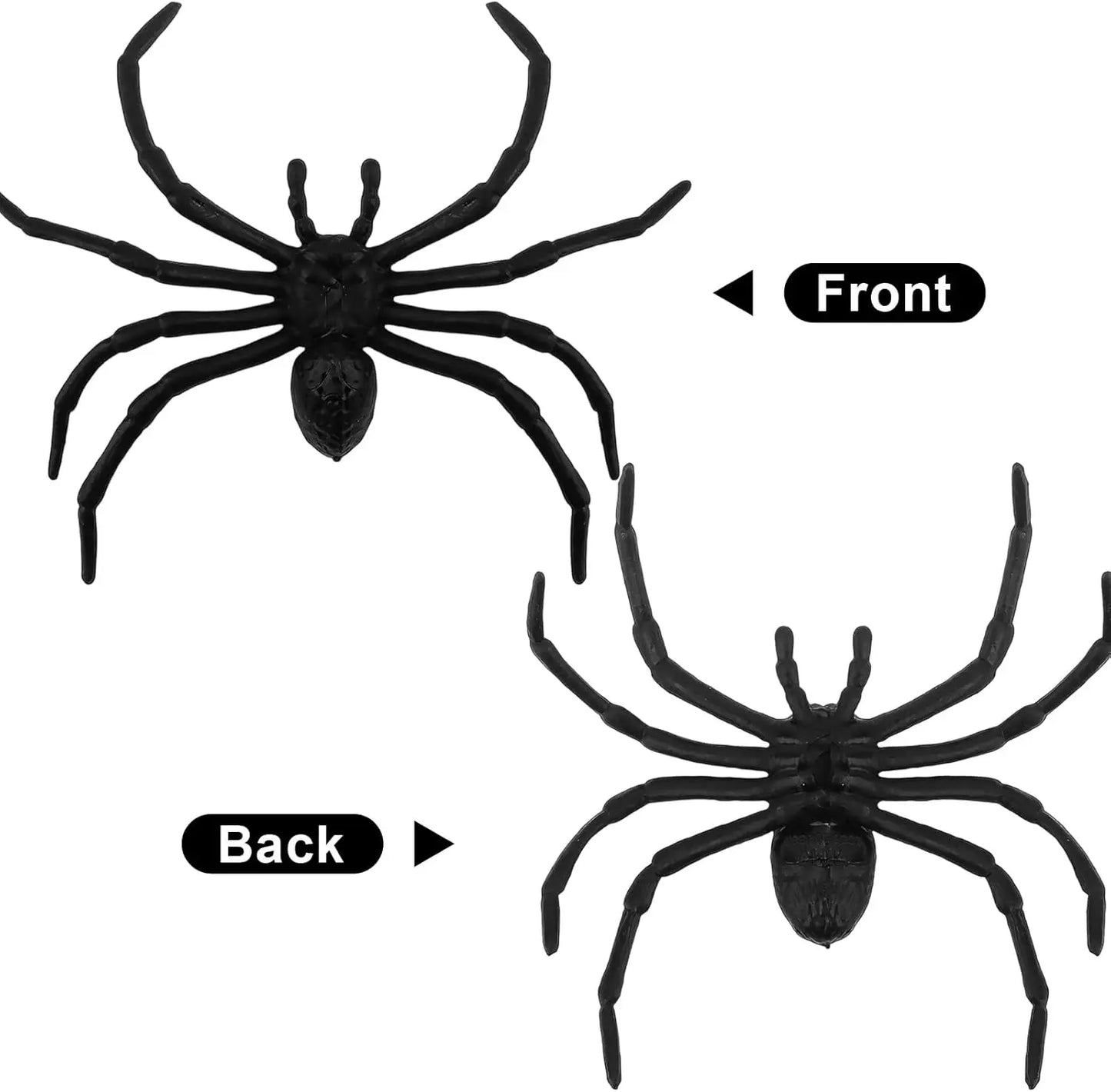 8PCS Halloween Fake Spiders – Large Plastic Spider Decorations for Party, Prank & Home Decoration (3.9 x 3.7 Inch)
