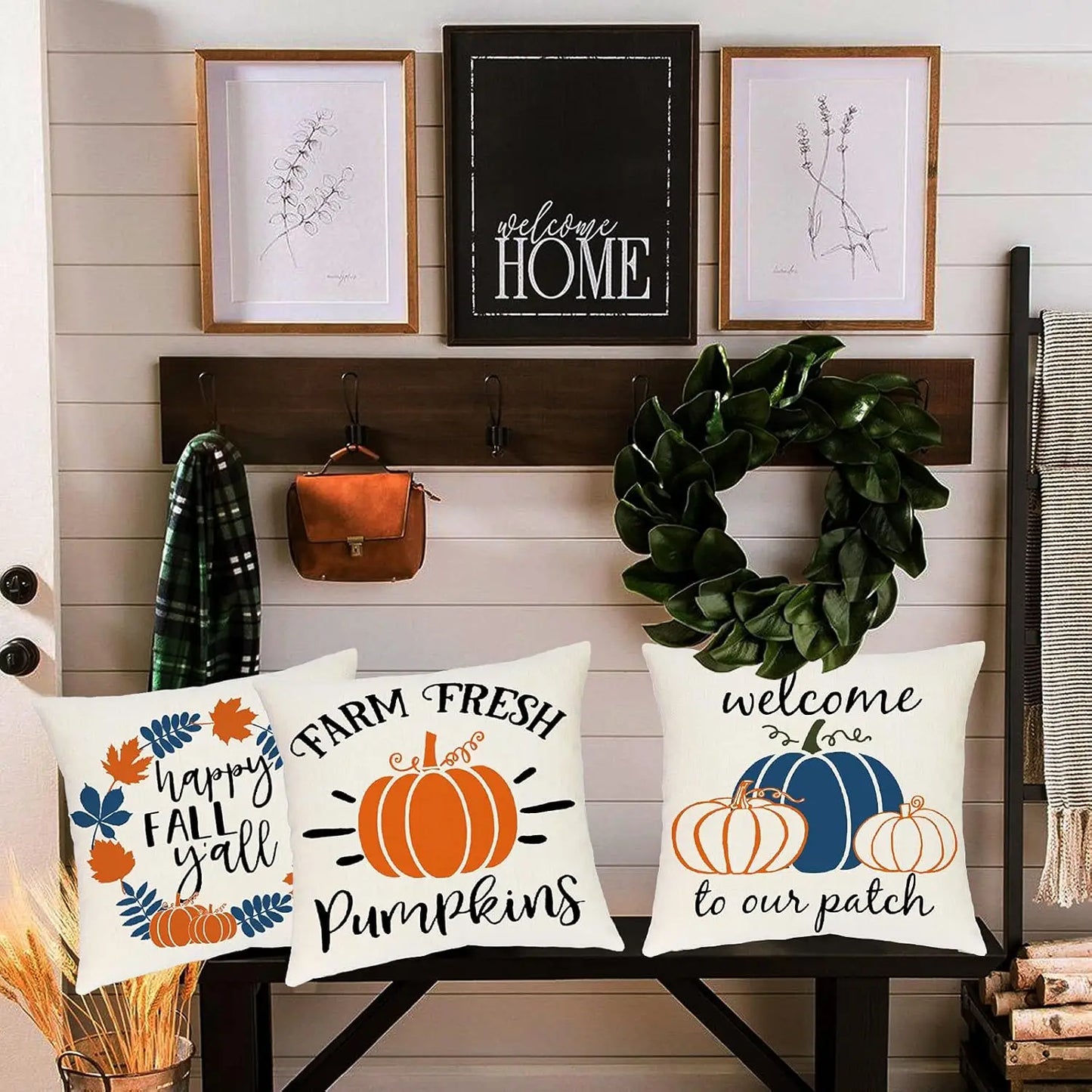 Fall Pillow Covers 20x20 Inches Fall Decorations Thanksgiving Autumn Theme Outdoor Pumpkin Patch Farmhouse Decorative Throw Pill