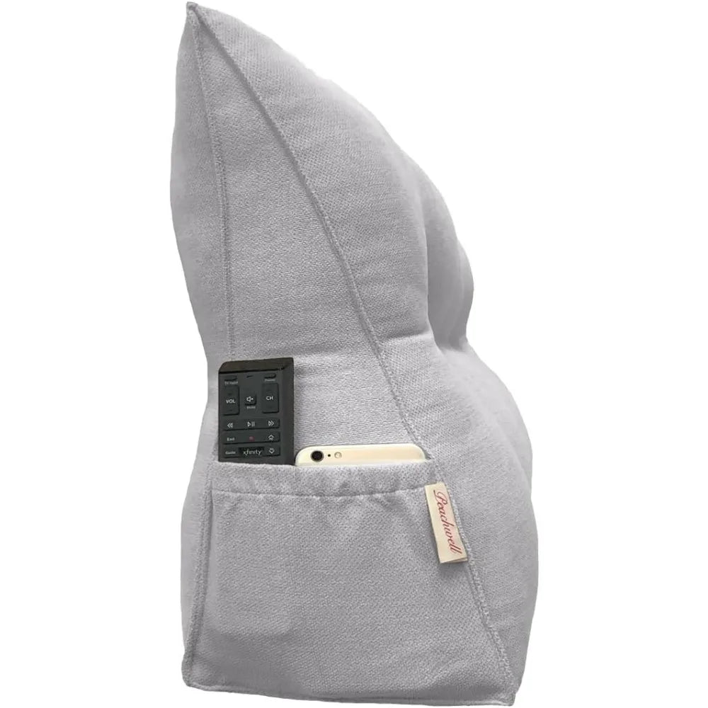 Triangular Reading Bed Rest Pillow Large Bolster Cushion Headboard Backrest Wedge Pillow with Removable Cover and Two Large Side