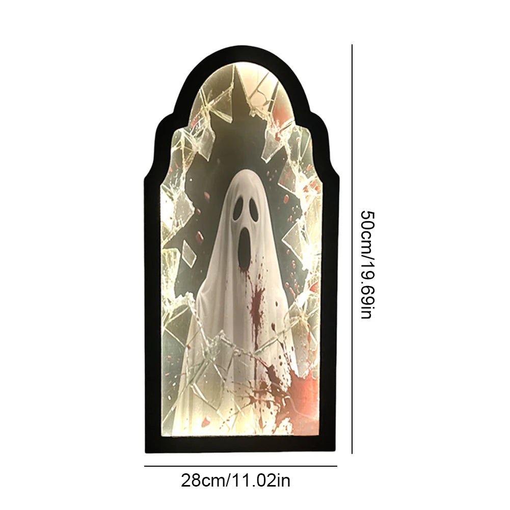 Halloween Ghost Mirror Night Light Cute Halloween Home Accessories Spooky Halloween Hologram Ghost Hallowmas Decor 35/50cm