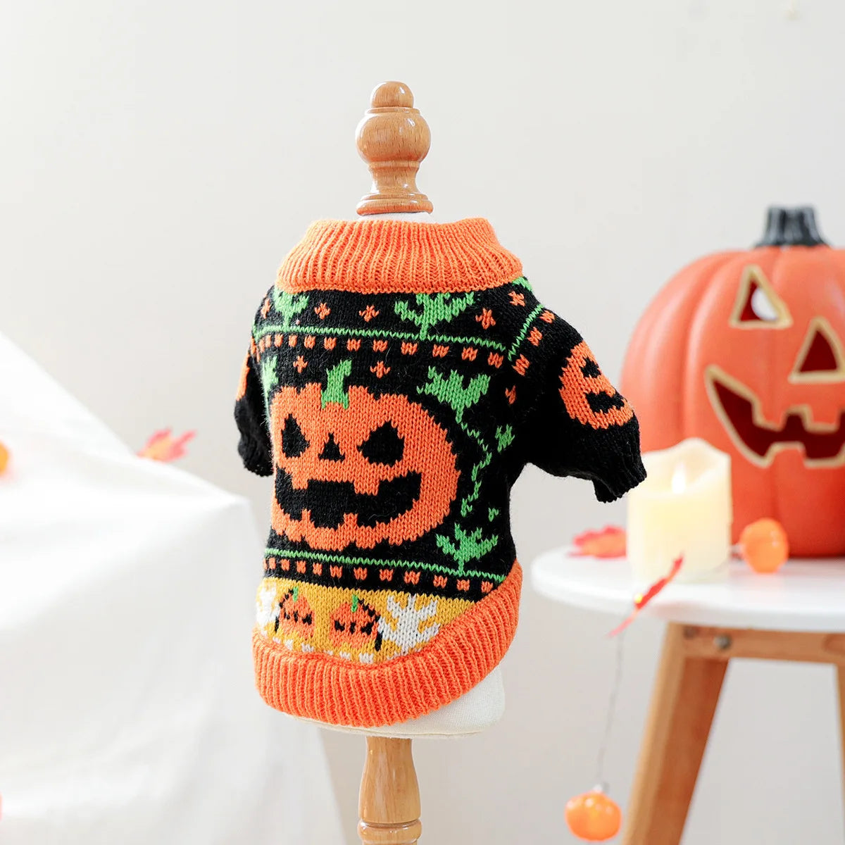 2025 Halloween Pet Costumes - Pumpkin Knit Sweater for Dogs & Cats fit for most small/medium Pets