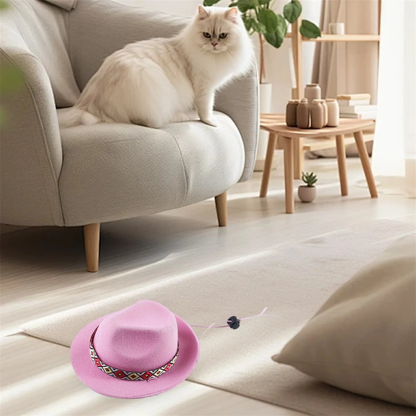 Pet Cowboy Hat with Bandana Retro Western Style Costume Accessory for Small Medium Dogs Cats Holiday Dress Up