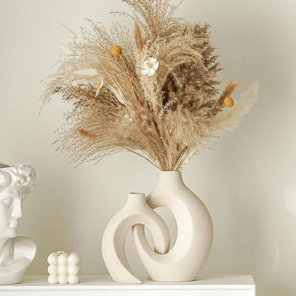 Hollow ceramic vase, Nordic modern bohemian decorative ceramic aesthetic vase for home décor