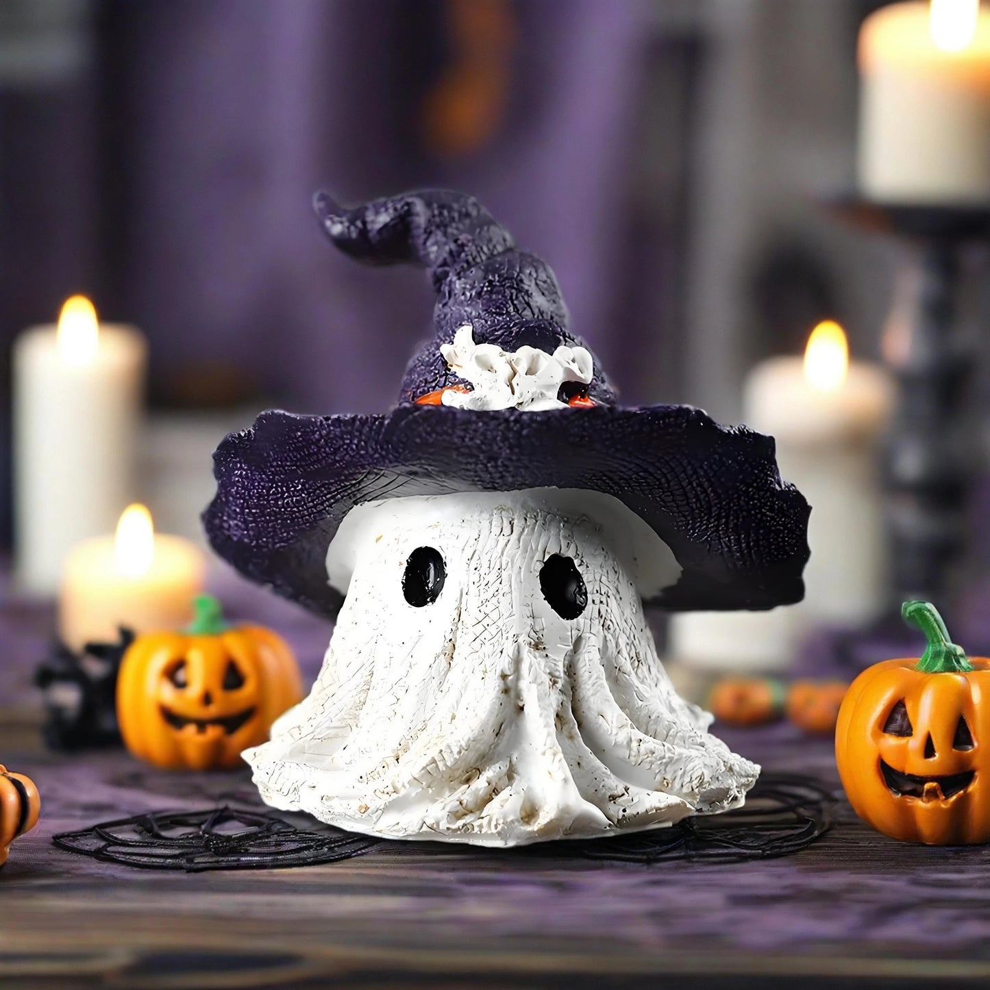 Spooky Halloween Pumpkin Lantern Decoration LED Light Up Jack O Lantern Figurine for Home Party Holiday Decor
