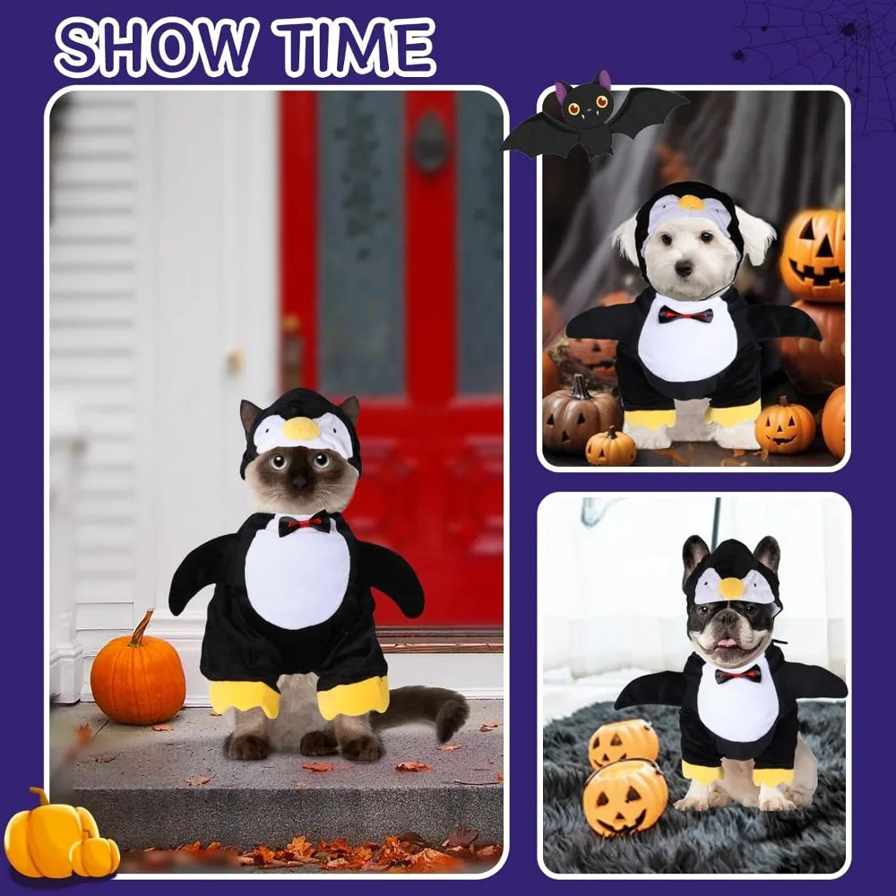 DELIFUR Dog Halloween Penguin Costume - Adorable Pet Clothes Animal Cosplay Halloween Cat Costume for Small and Medium Dogs Holi
