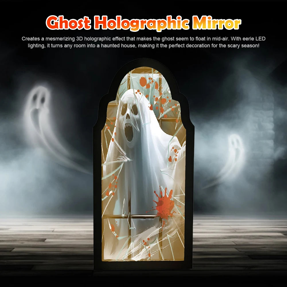 Halloween Ghost Mirror Night Light Cute Halloween Home Accessories Spooky Halloween Hologram Ghost Hallowmas Decor 35/50cm