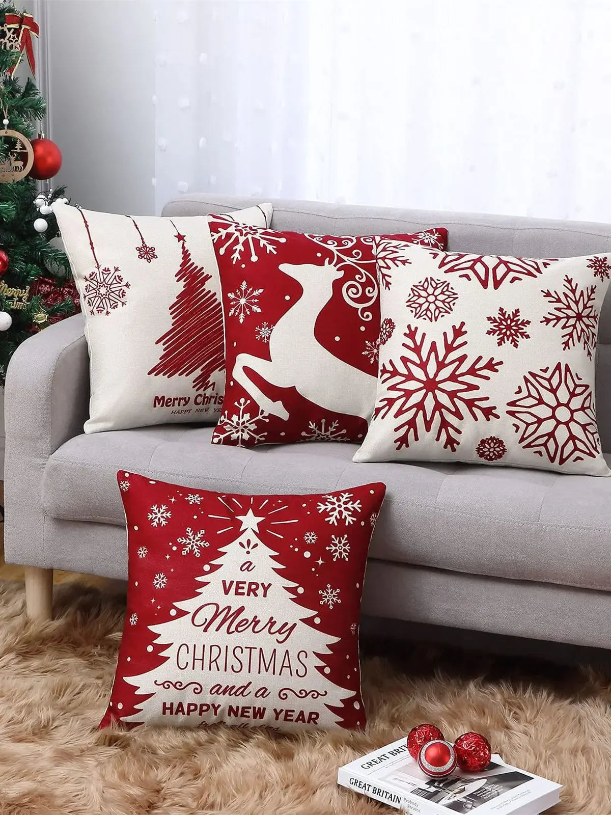 2023 Christmas Pillow Covers Christmas Decorations Throw Pillow Covers Set Of 4 Throw Pillow Cases With Holiday Decor Sofa