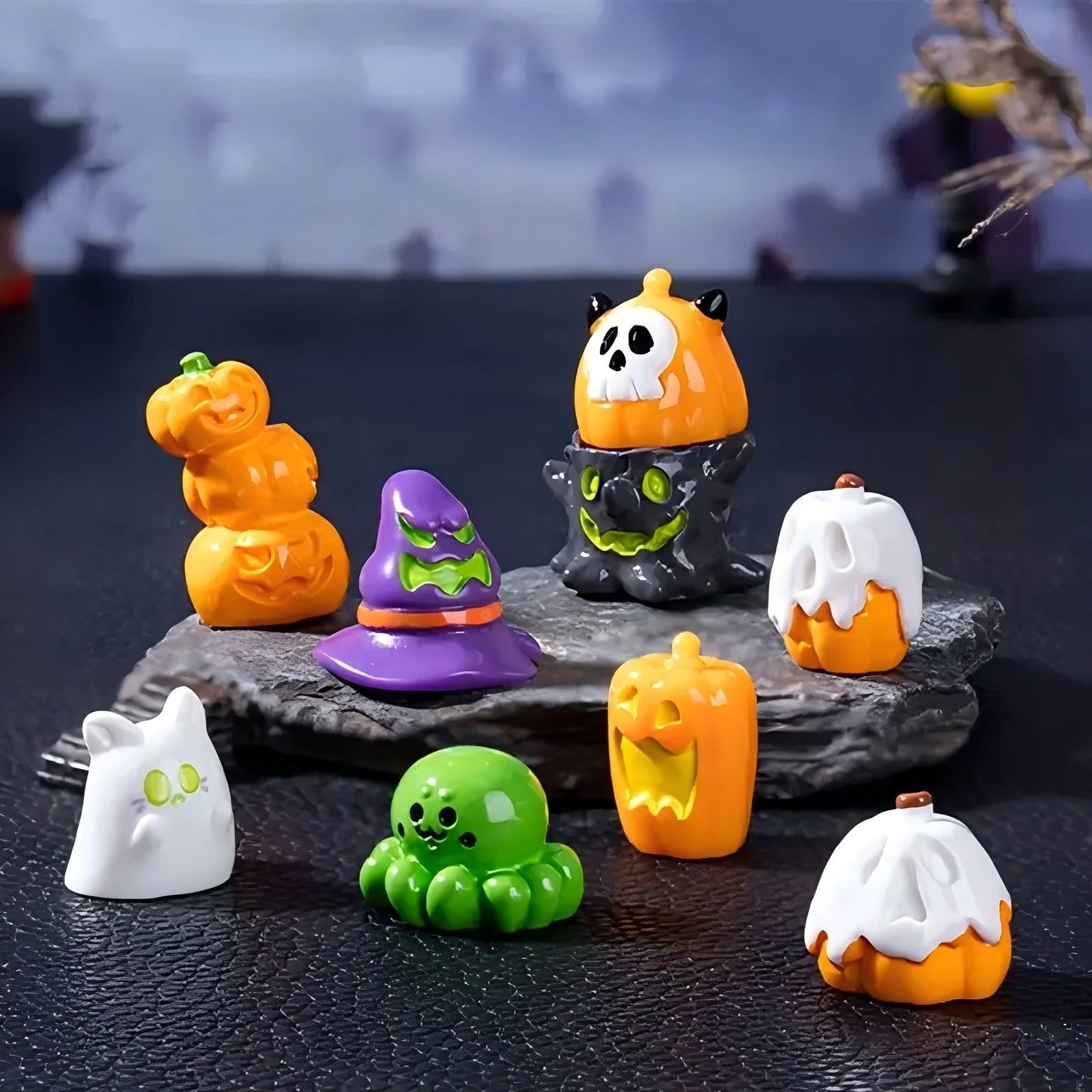 20 pcs Mini Ghost Halloween Figures Resin Miniature Animals Garden Decoration.Dollhouse Micro Landscape Accessories