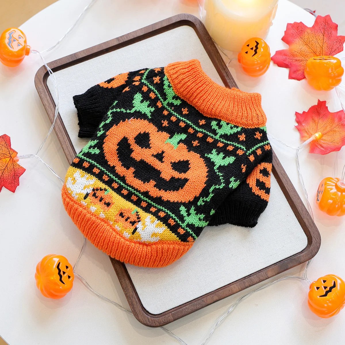 2025 Halloween Pet Costumes - Pumpkin Knit Sweater for Dogs & Cats fit for most small/medium Pets