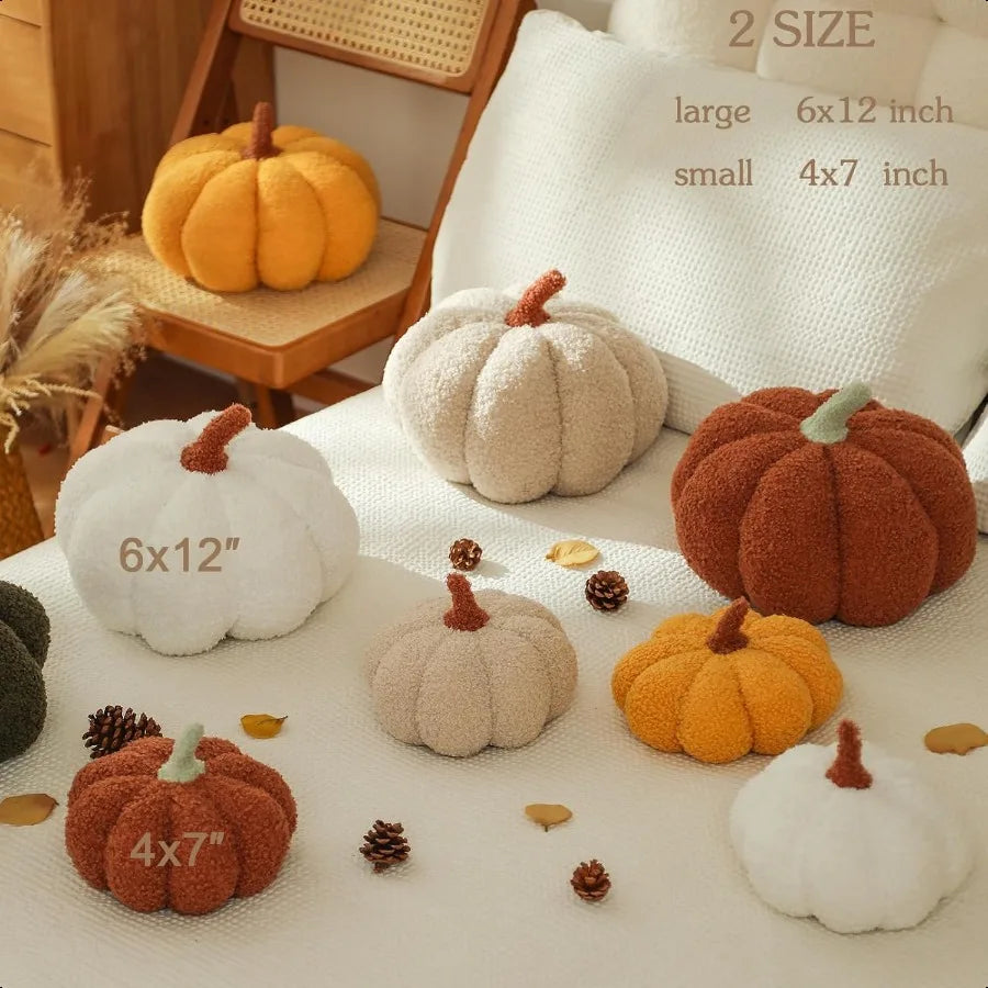 Pumpkin Pillows Halloween Pumpkin Throw Pillows White Shaped Pillow for Fall Room Decor Gifts Teddy Fleece Cute 6x12 Inches Hal
