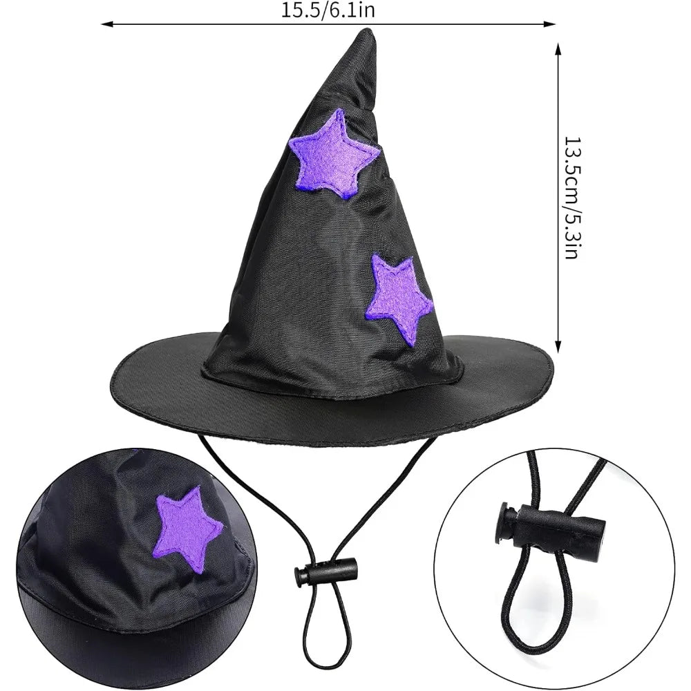 Dxhycc Halloween Pet Costume Cat Wizard Costume Funny Wizard Cat Clothes Cloak and Hat for Small Dogs Outfits