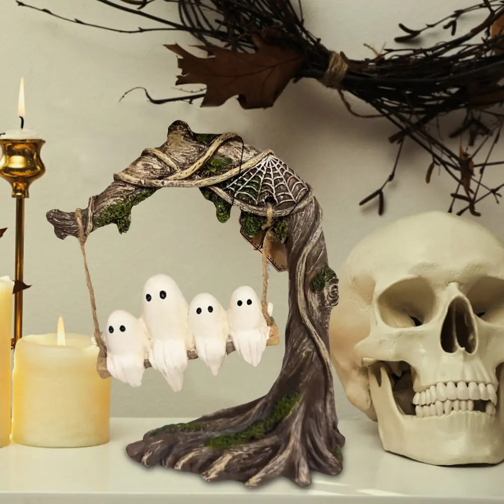 Halloween Cute Swinging Ghost Funny Tree Hanging Ornaments for Desktop (B)