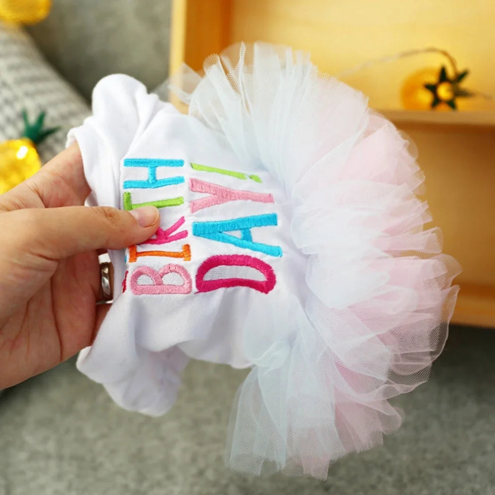 Princess Birthday Dog Dress It's My Birthday Princess Skirt Tutu Dress for Small Medium Dogs Puppy Birthday Girl Cat Pet Outfit