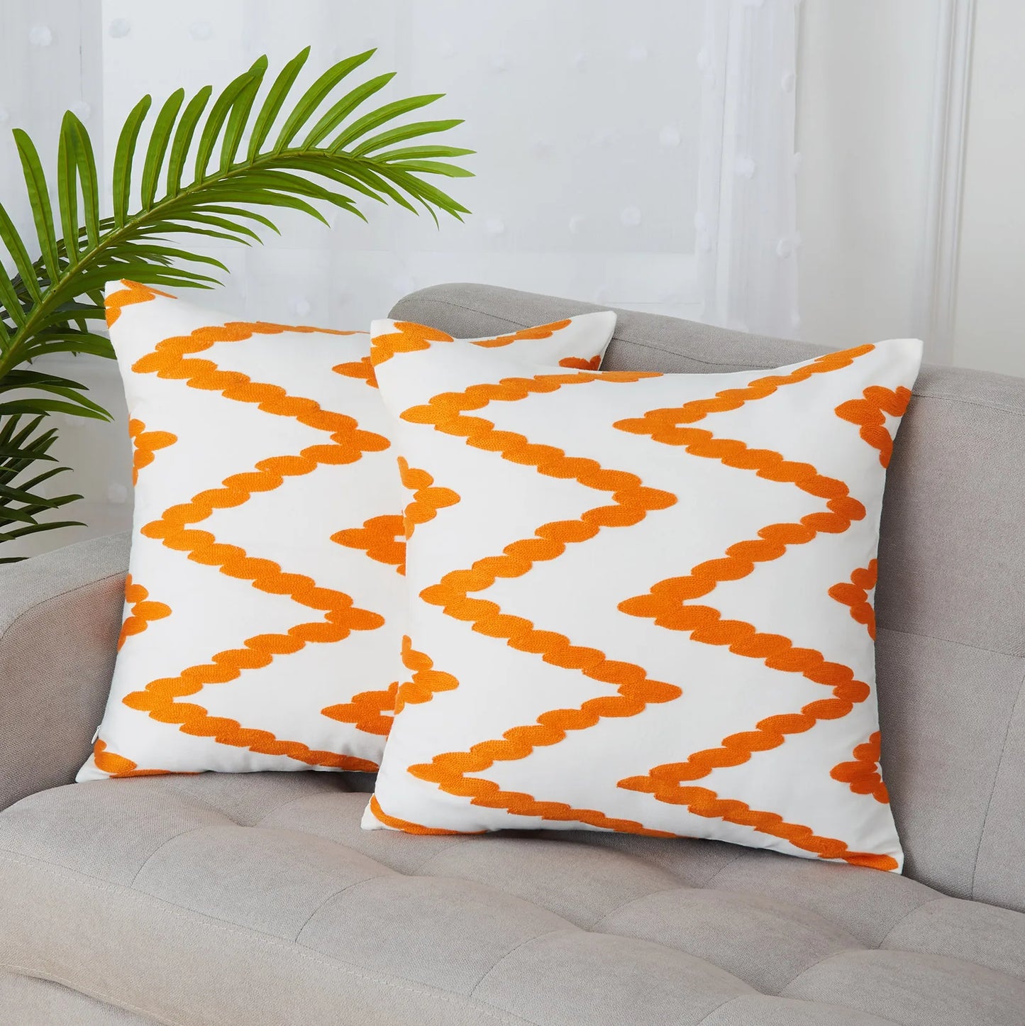 Yellow Embroidered Decorative Modern Square Throw Pillow Covers Embroidery Pillow Cushion Cases for Couch Sofa Bedroom Living Ro