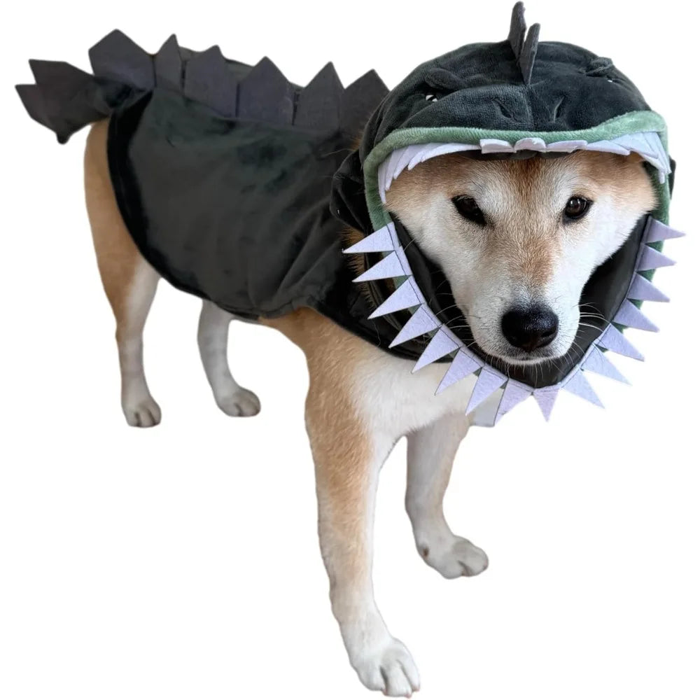 CheetahBoo Dinosaur Dog Costume Stegosaurus Dino Headpiece Cape Dogs XS XXL Cosplay Outfit Halloween Costumes, S