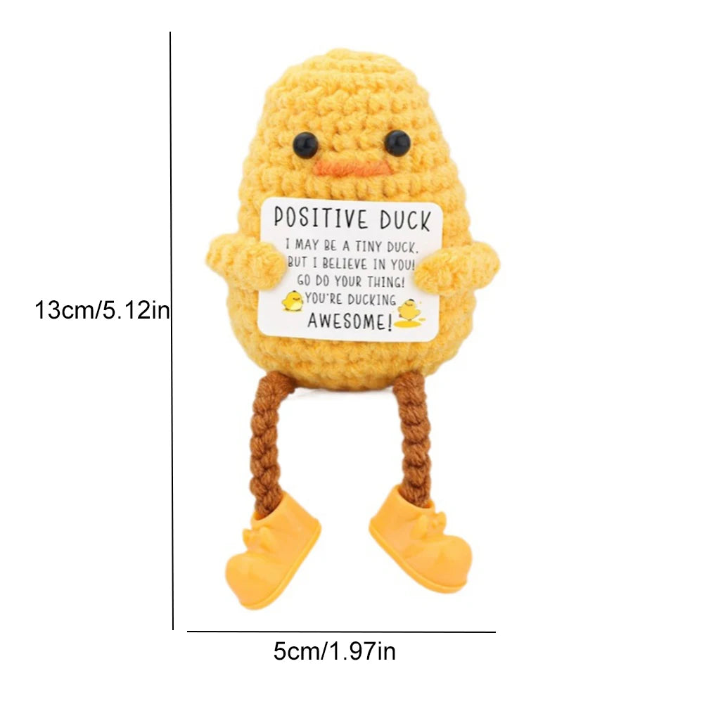 Cute Handwoven Positive Energy Duck Ornaments Handmade Crochet Support Emotional Pickles Cucumber Home Room Decor Birthday Gift