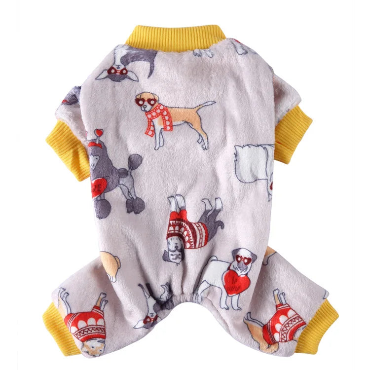 Pet Clothes Four-legged Christmas Dog Coats Costume Fleece Snowflake Cake Elk Autumn and Winter Dog Jackets Halloween Clothes