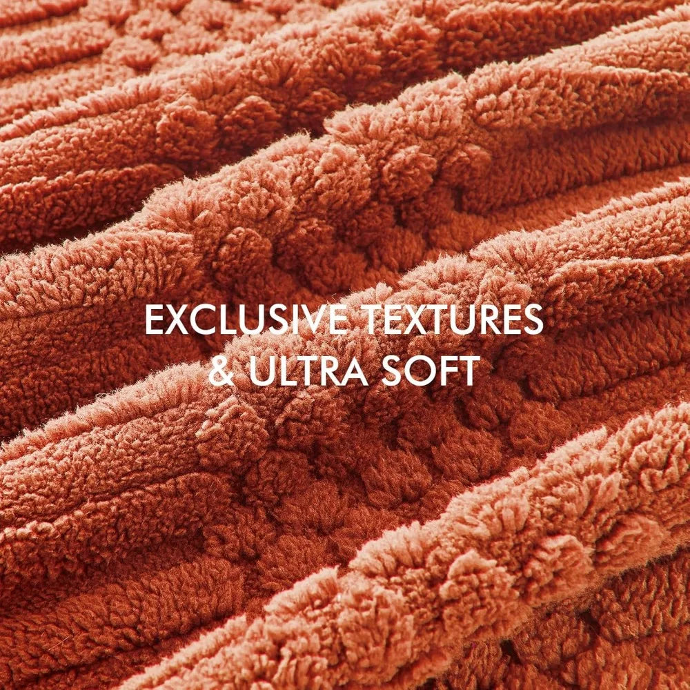 throw blanket for couch-soft boho bed throw blanket, burnt orange fleece cute tan fluffy lightweight cozy blanket for spring(50