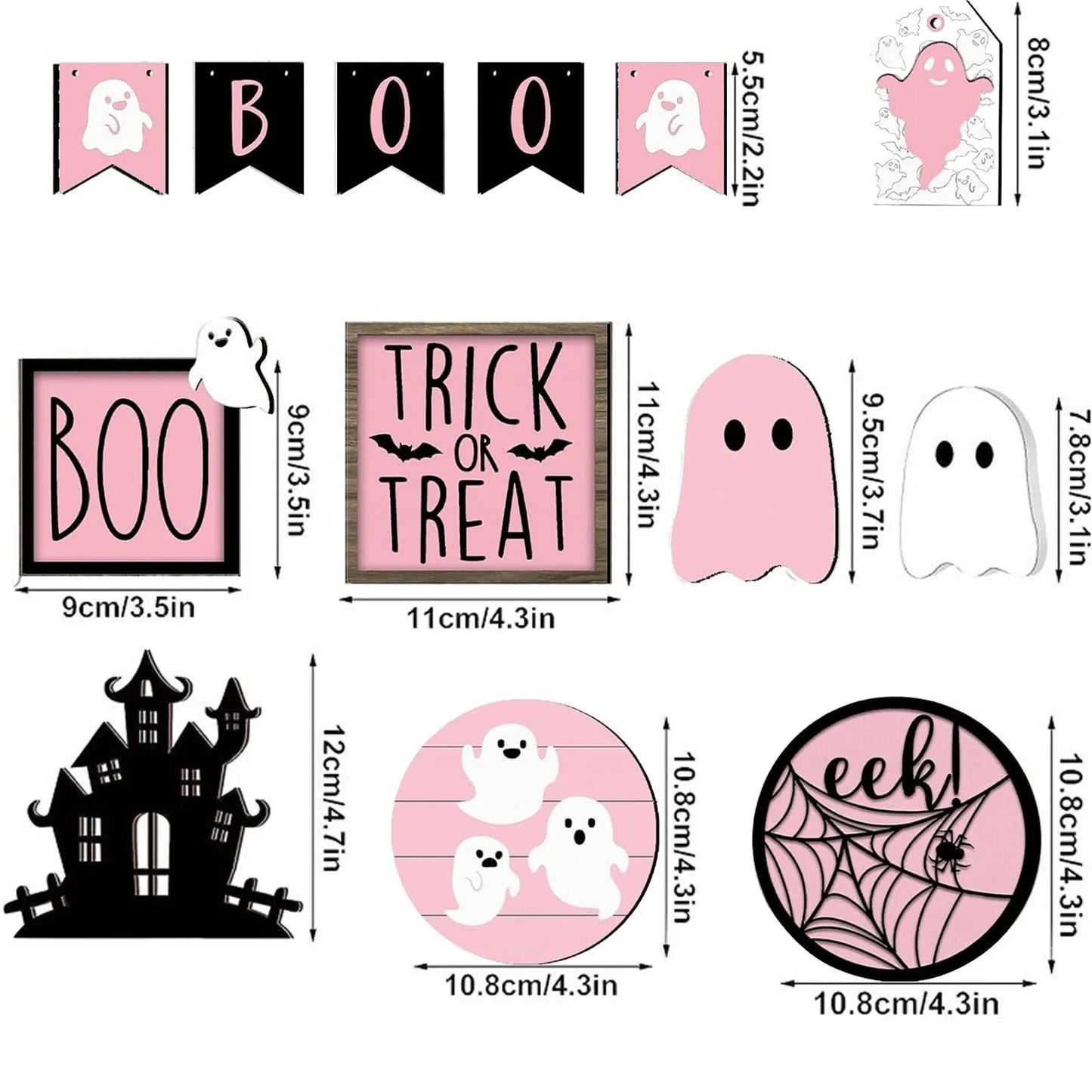 Halloween Tiered Tray Decor Set Cute Tray Decorations Halloween Wooden Signs Rustic Decoration For Home Table Party Supplies
