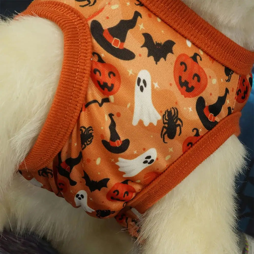 Festival Cosplay Puppy Clothes Halloween Dog Clothes Pumpkin Bat Decor Print Dress Satin Bow Cat Princess Skirt Sweet Pet Dress