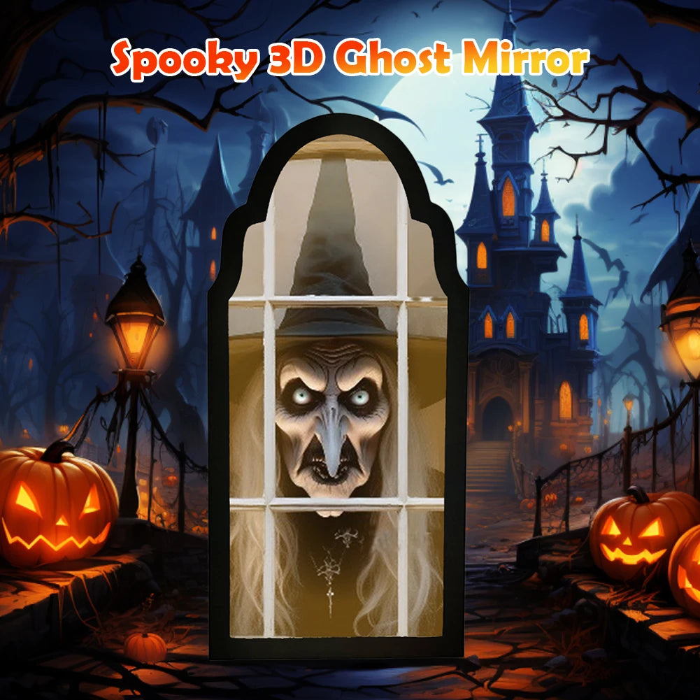 Halloween Ghost Mirror Night Light Cute Halloween Home Accessories Spooky Halloween Hologram Ghost Hallowmas Decor 35/50cm