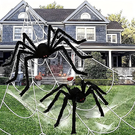 Halloween Spider Web Black Fake Outdoor Decoration Supplies Props Day of The Dead Horror Hallowen Home Decor Realistic Spider