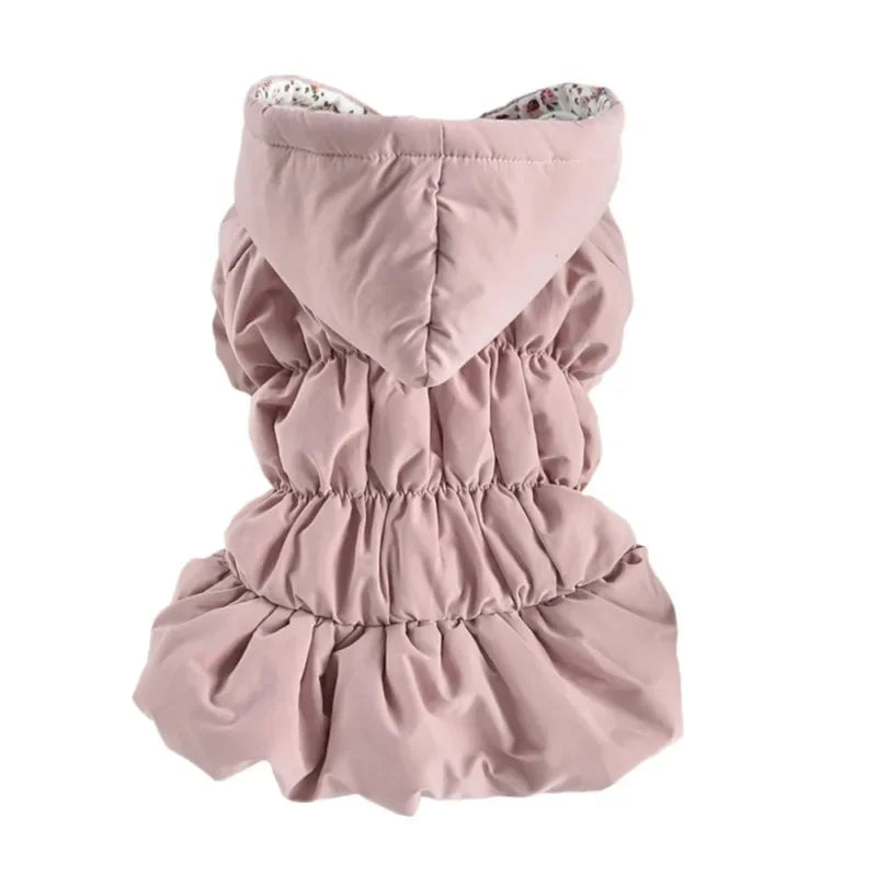 Dog Pet Super Warm Dress Winter Puppy Pet Dog Coats Princess Floral Bubble Skirt Dog Cat Hooded Chihuahua Yorkie Clothing Jacket