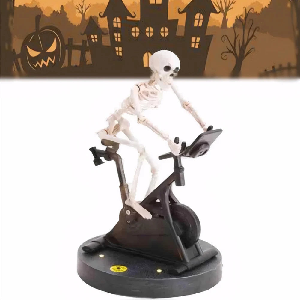 Resin Skeleton Riding Bike Halloween Skeleton Decorations Skeleton Riding An Exercise Bike Home Decor