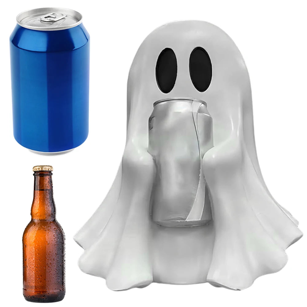 Halloween Ghost Can Holder Cute Resin Ghost Drink Holder Stand Funny Party Accessory Halloween Decor Props Spooky Party Supplies